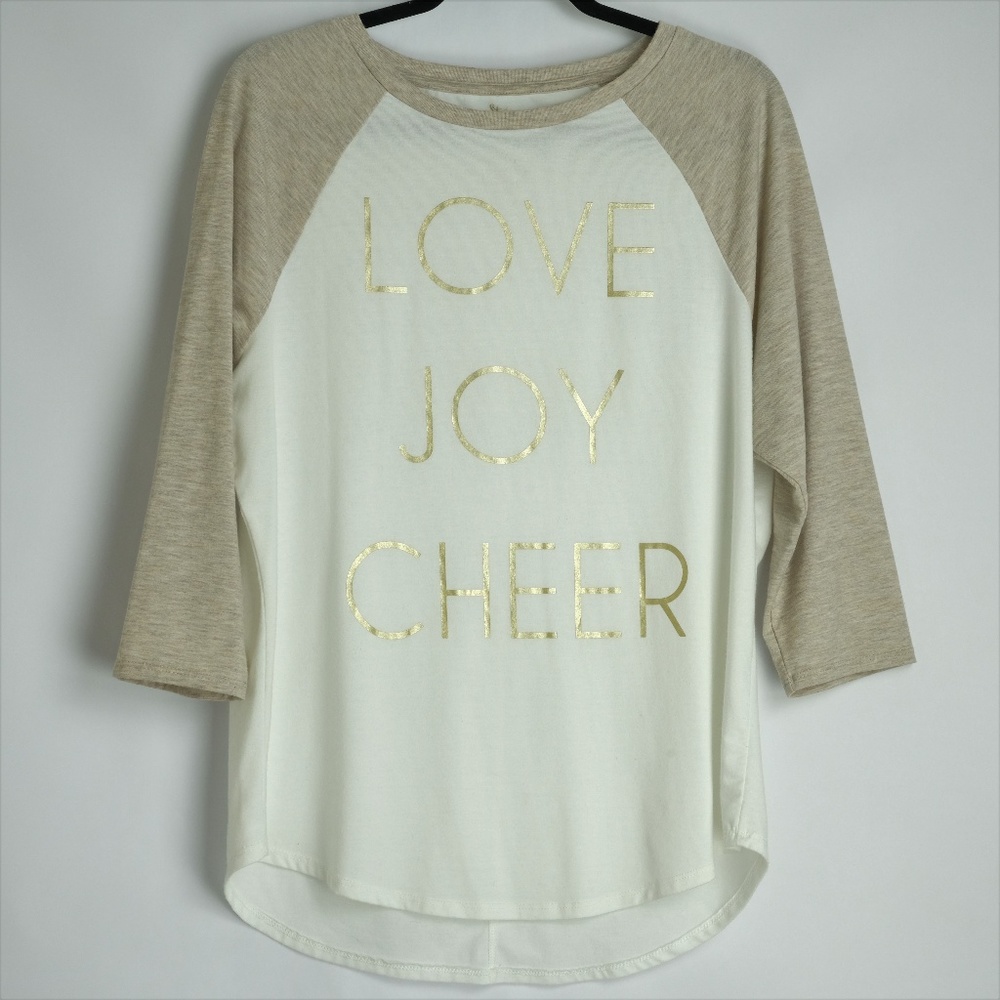 State of Mine 3/4 Sleeve "Love Joy Cheer" Tee Sz L